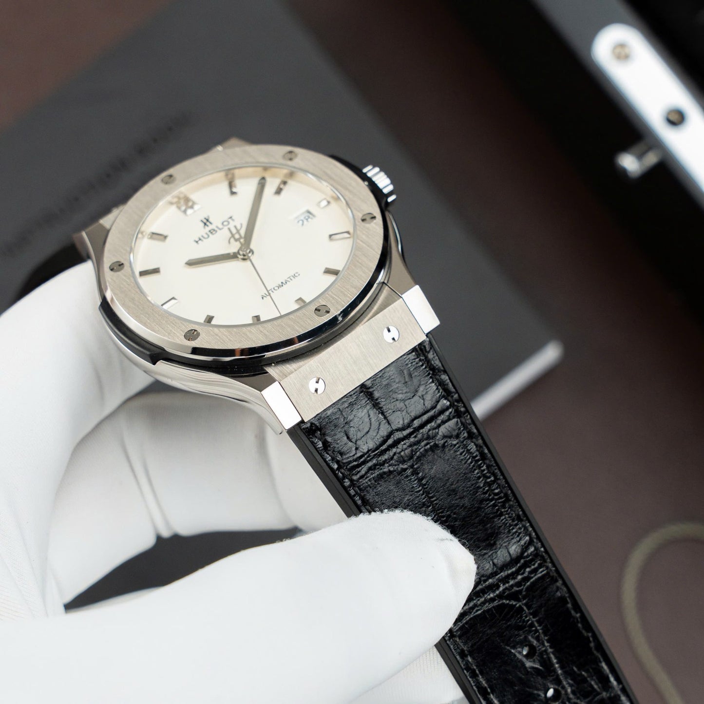 Hublot Classic Fusion Titanium White Dial Replica Watches Movement SW300 Weight 84 Gram 42mm
