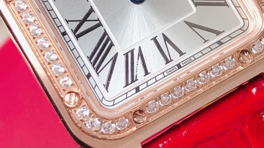 Santos Demoisell Santos Platinum Diamonds Collection - Steel Mini - Red(1:1 replica)
