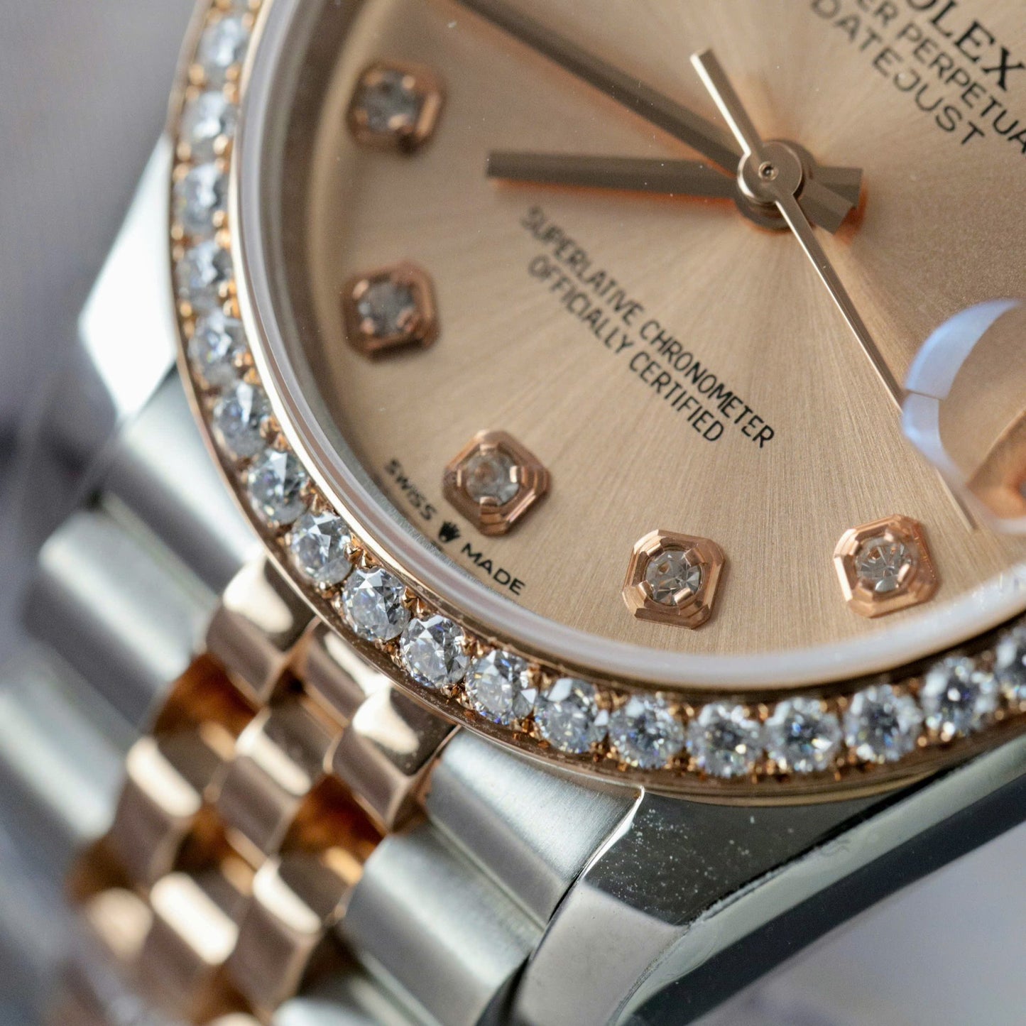 Rolex DateJust Replica Watch Custom Moissanite Diamonds Hong Kong 31mm