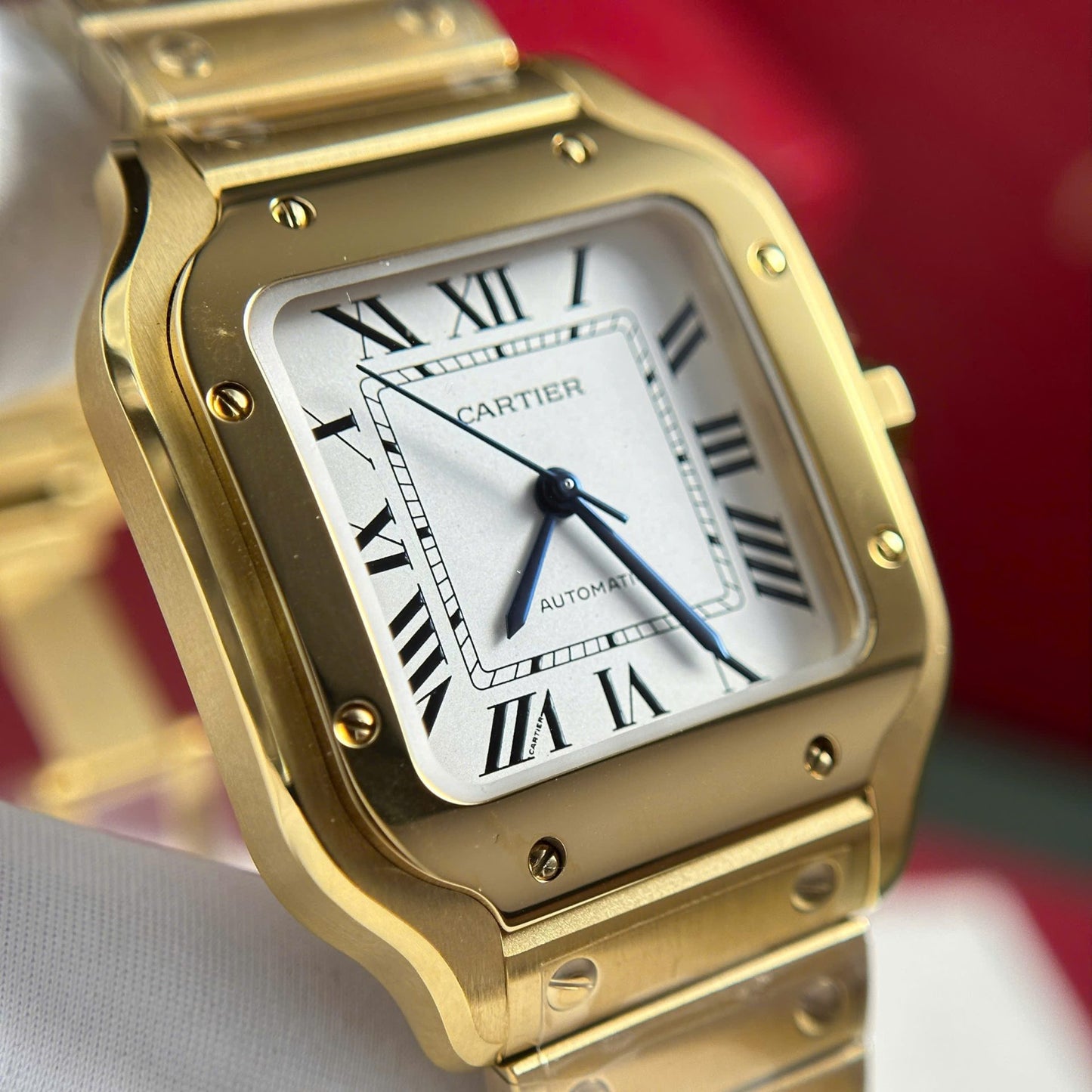 Cartier Santos Yellow Replica Watch White Dial BV Factory 35mm