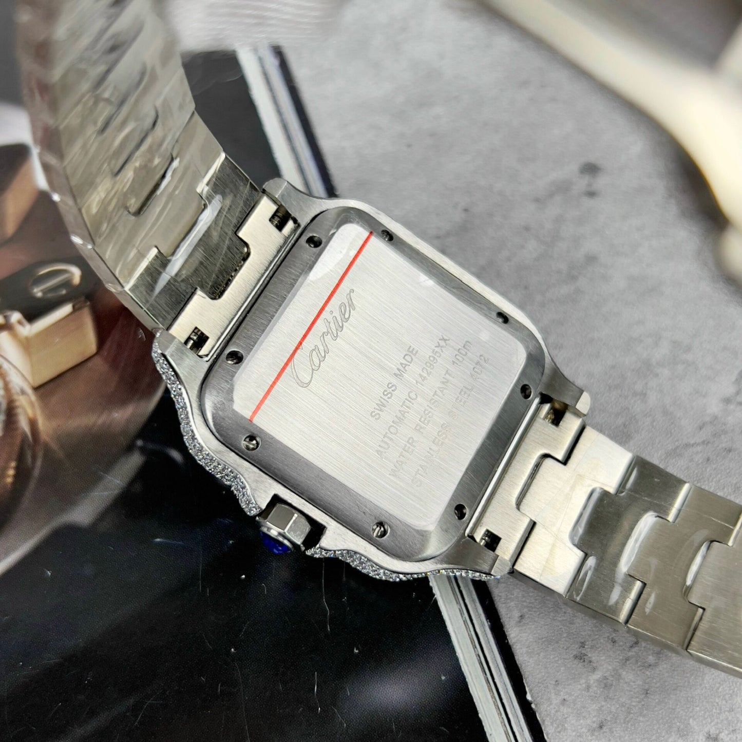 Cartier Santos Best Replica Watch With Full Stone 39.8mm