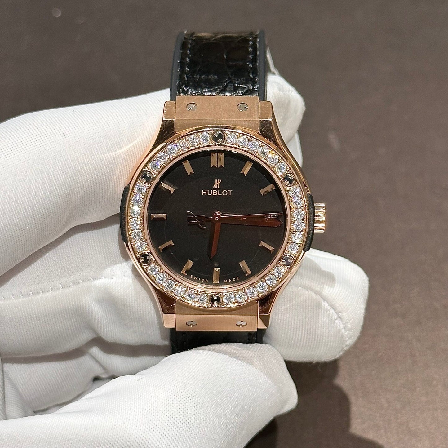 Hublot Classic Fusion Replica Watch Moissanite Diamond 33mm