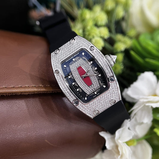 Richard Mille Fake Watch RM007 Red Dial Rubber Strap 36mm