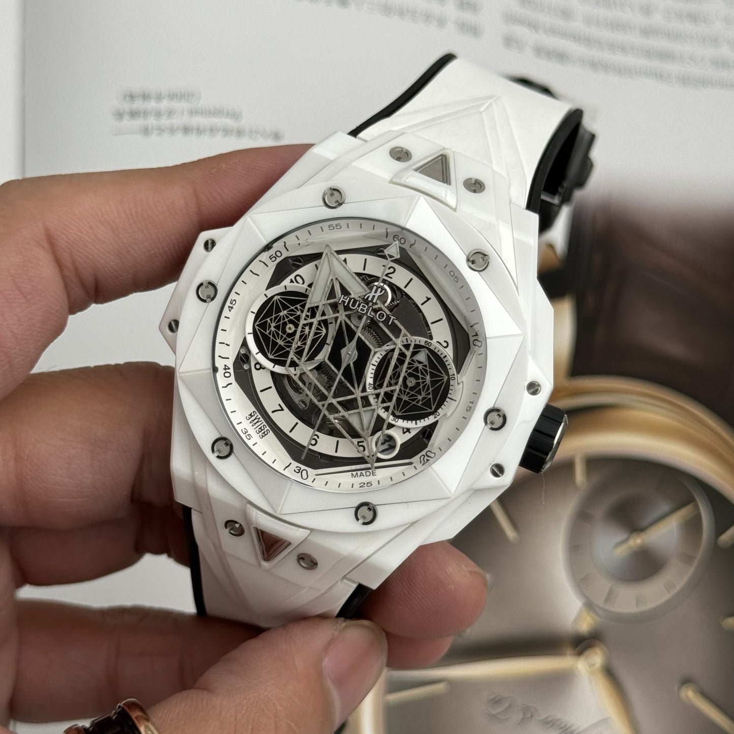 Hublot Best Replica Watch Big Bang Sang Bleu II White Ceramic BBF 45mm