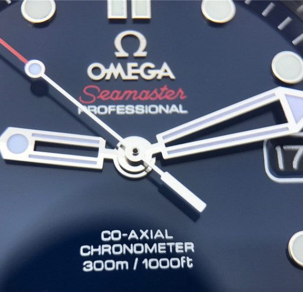 Replica Omega OMF Seamaster 300M Chronometer Blue Dial SS Bracelet A2824