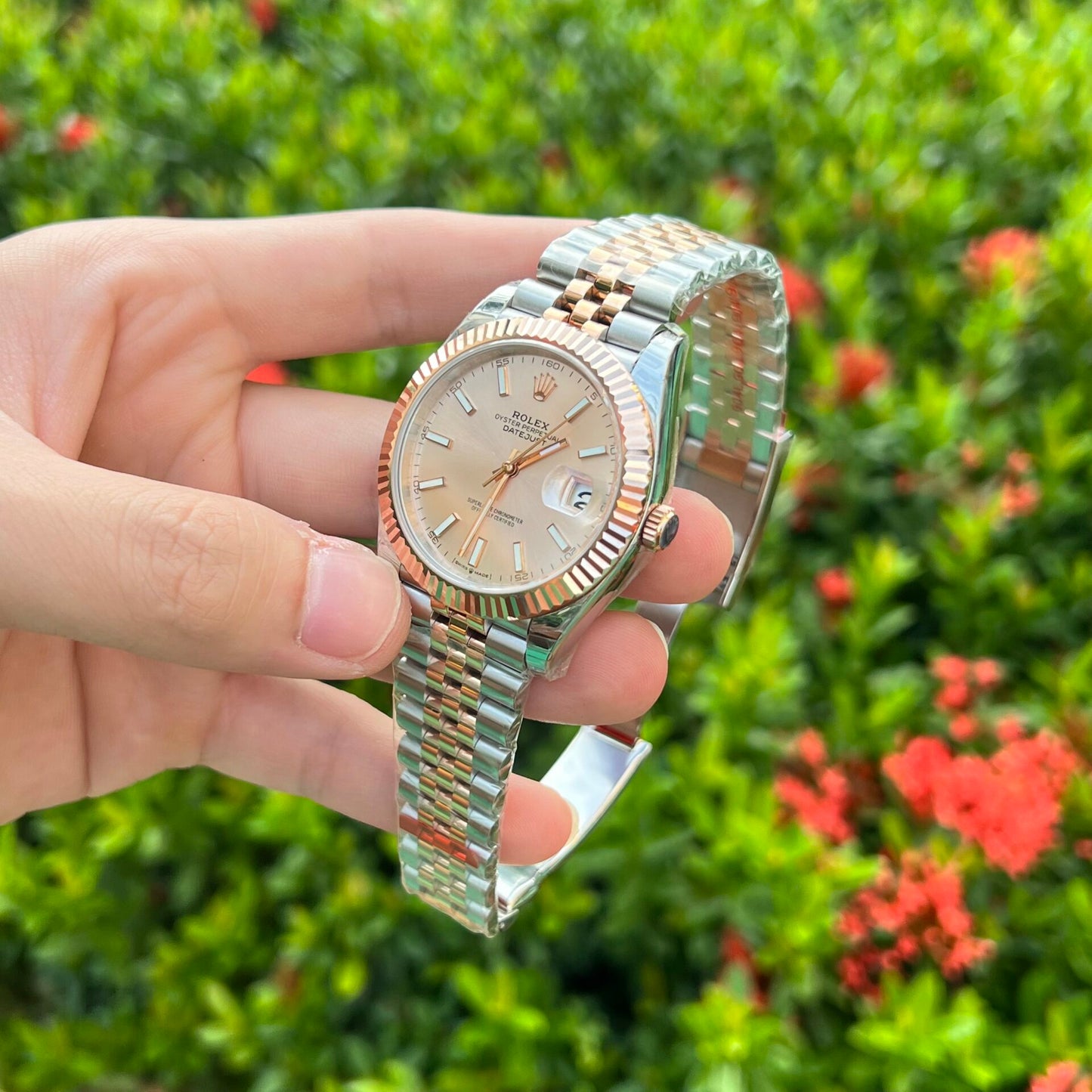 Rolex Replica 11 Watch DateJust Pink Dial Jubilee Strap Factory EW 41mm