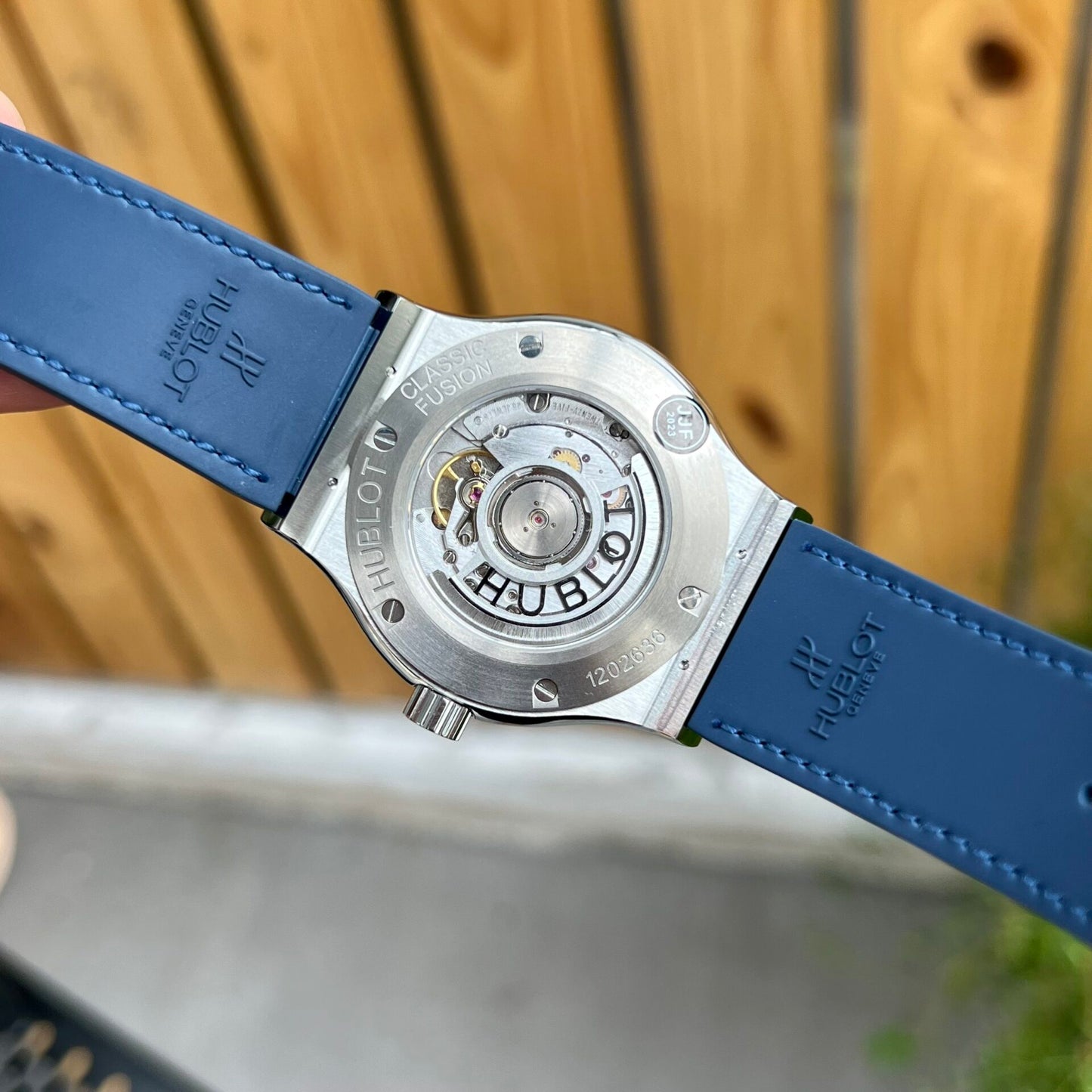 Hublot Replica 1:1 Watch Classic Fusion Titanium Blue Leather Strap JJF 42mm