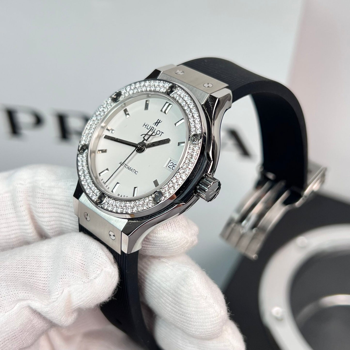 Hublot Classic Fusion Replica Watch Moissanite White Dial 38mm