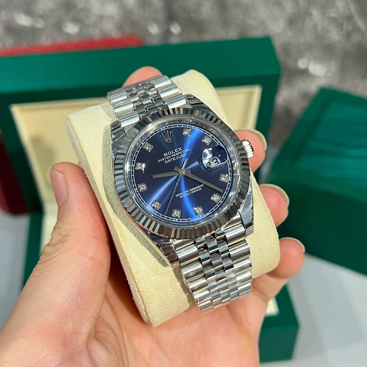 Rolex DateJust Blue Dial Jubilee Strap Rep 11 Watch EW Factory 41mm