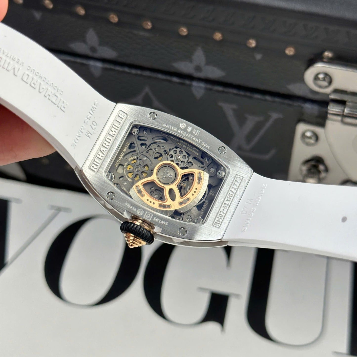 Richard Mille RM07-01 Best Replica Watches Diamonds White Rubber Strap ZF Factory 36mm