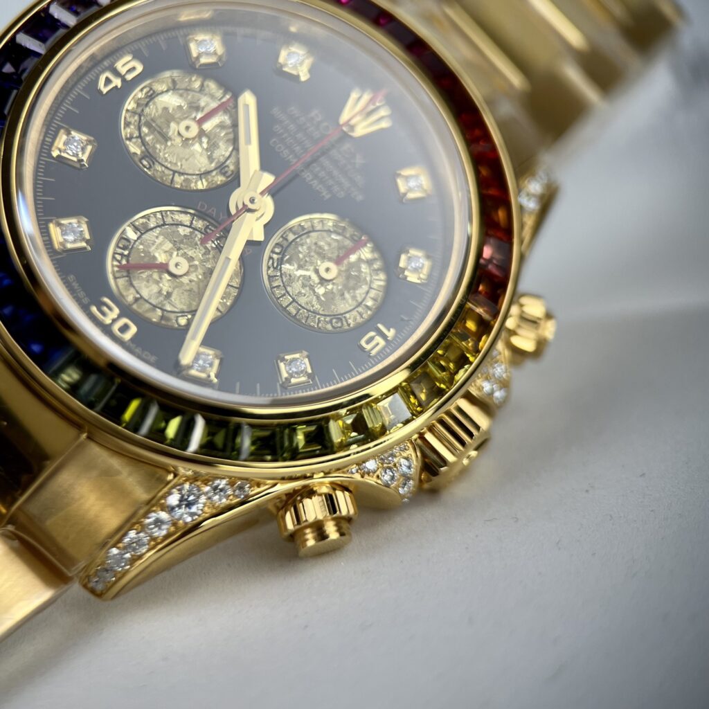 Rolex Best Replica Watch Daytona Rainbow Gold Wrapped And Moissanite Diamond Custom 40mm
