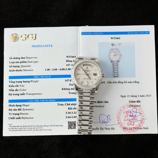 Rolex Day-Date Best Replica Watch Meteorite Dial Moissanite Diamonds Custom 40mm