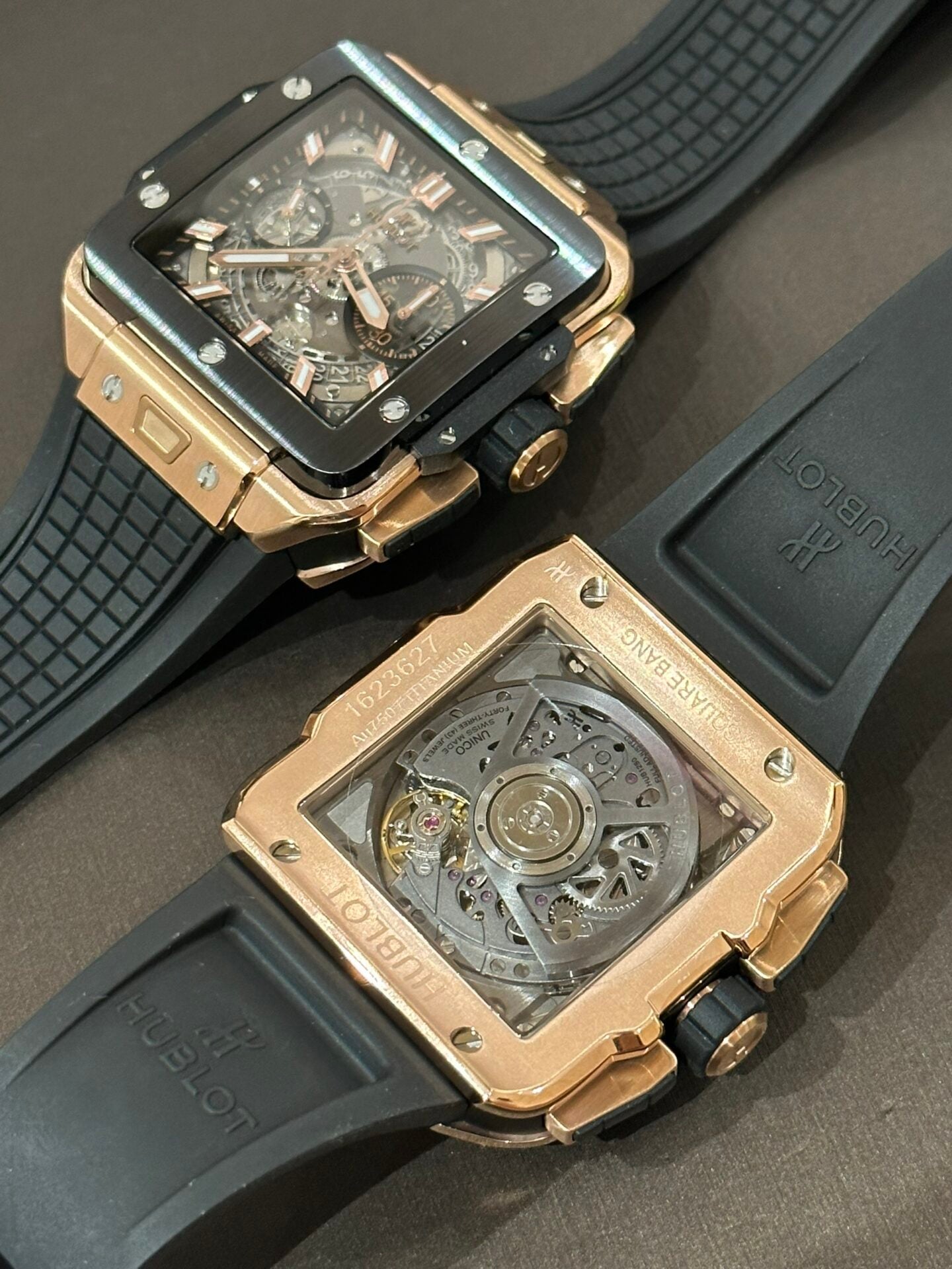 Hublot Big Big Square Best Replica Watch Rose Gold Black Bezel 42mm