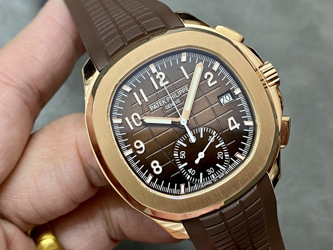 Fake Patek Philippe Replica Watch Aquanaut Chronograph Rose Gold Brown Dial 5968R-001 GRF(1:1 replica)