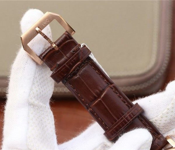 Replica IWC Vintage IW544803 White Dial RG Brown Leather Strap