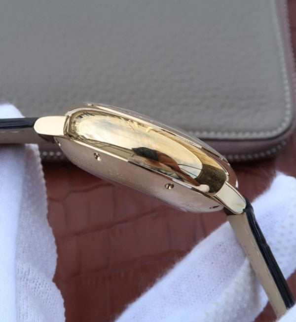 Replica Cartier Ballon Bleu De Cartier Chrono 44mm YG Black Dial Leather Strap A8101