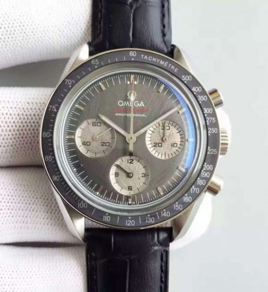 Replica Omega Speedmaster Apollo 17 40th anniversary Gray Dial Leather Strap Manual Winding