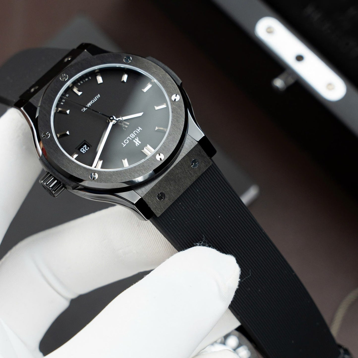 Hublot Classic Fusion Ceramic Black Rubber Strap Replica Watch 42mm