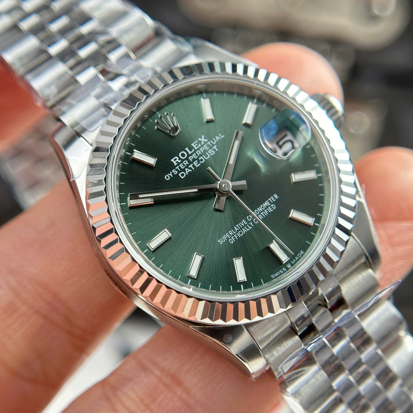 Rolex DateJust Replica Watch Dial Green Jubilee Strap THB Factory 31mm