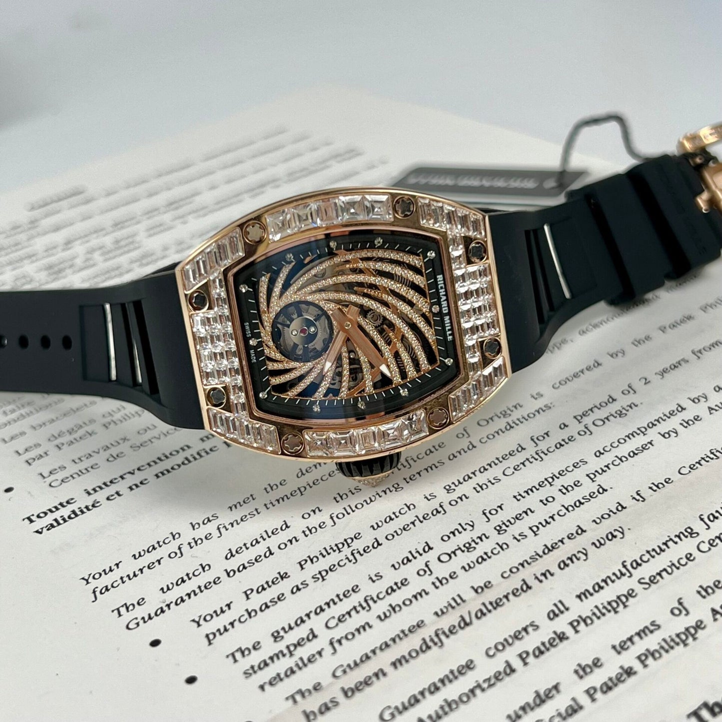 Richard Mille RM51-02 Rose Gold Baguette Replica Watch 40MM
