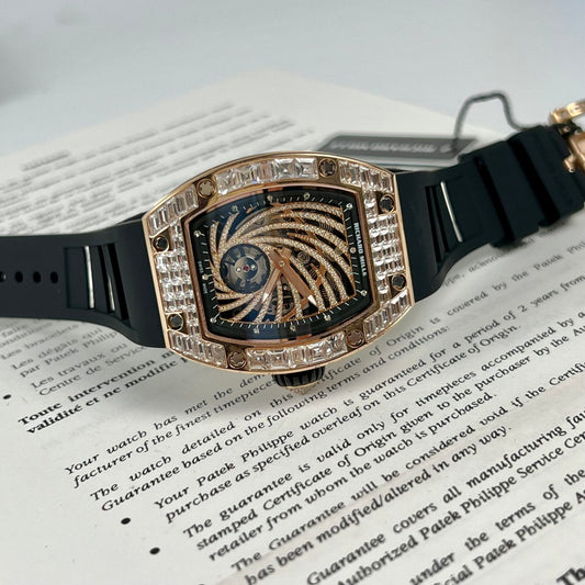 Richard Mille RM51-02 Rose Gold Baguette Replica Watch 40MM