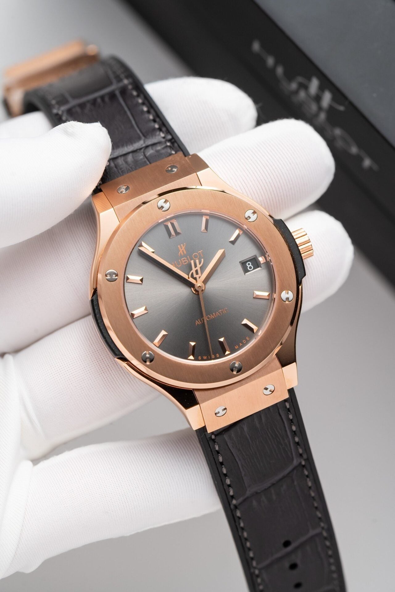 Hublot Classic Fusion King Gold Gray Dial Replica Watch JJF Factory 38mm