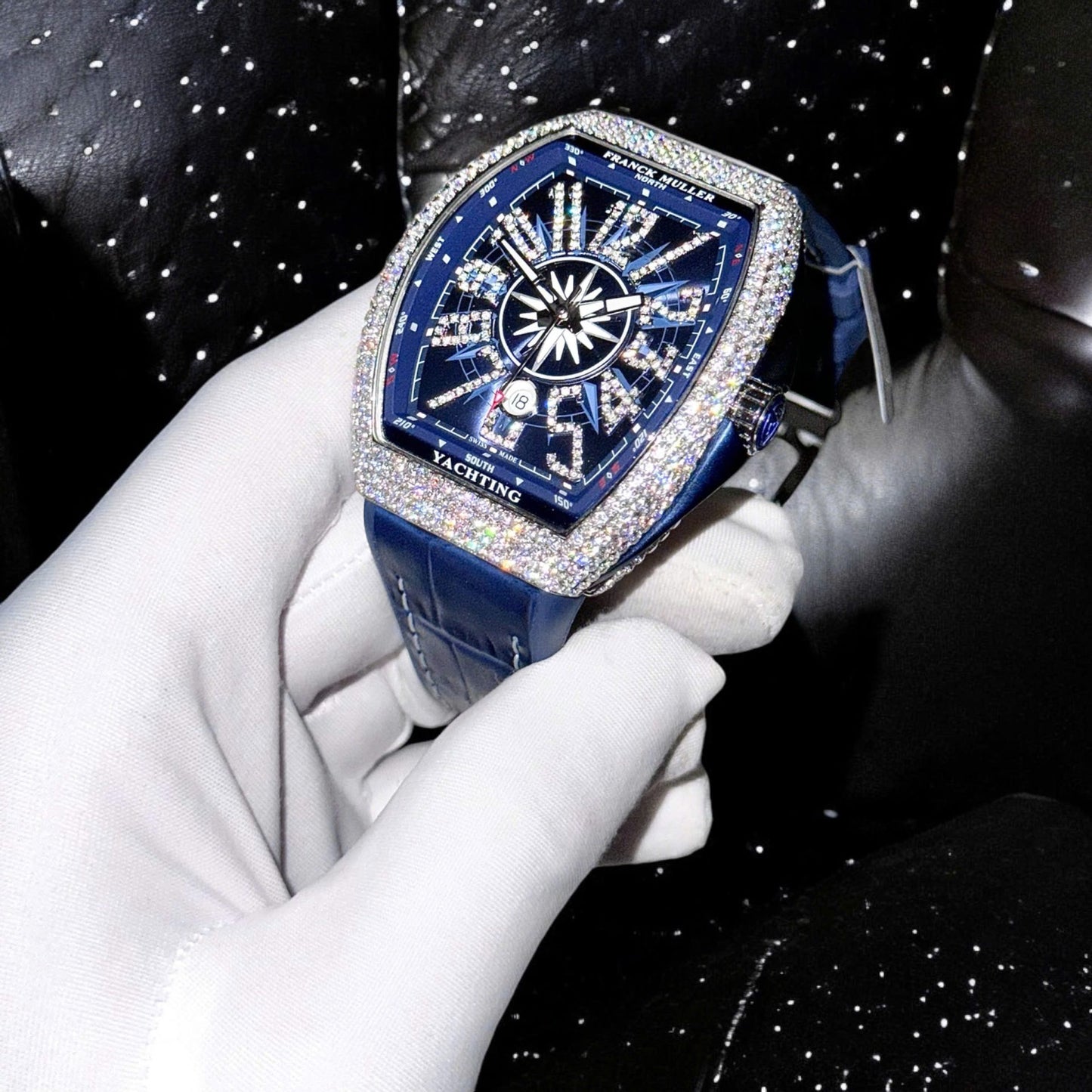 Franck Muller V45 Replica 11 Watch Custom Moissanite Diamonds 45mm