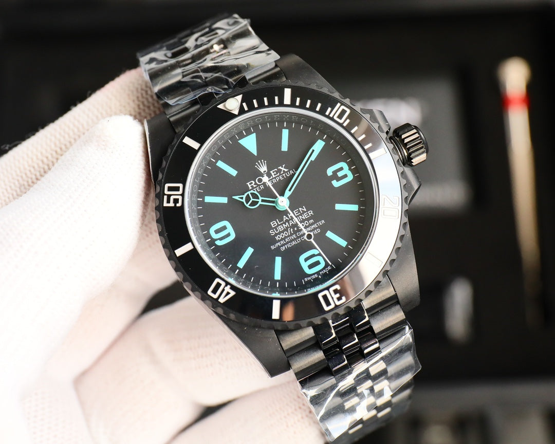 Rolex Dark Legend Submariner - DLC Black Finish - 40MM - Cyan(1:1 replica)