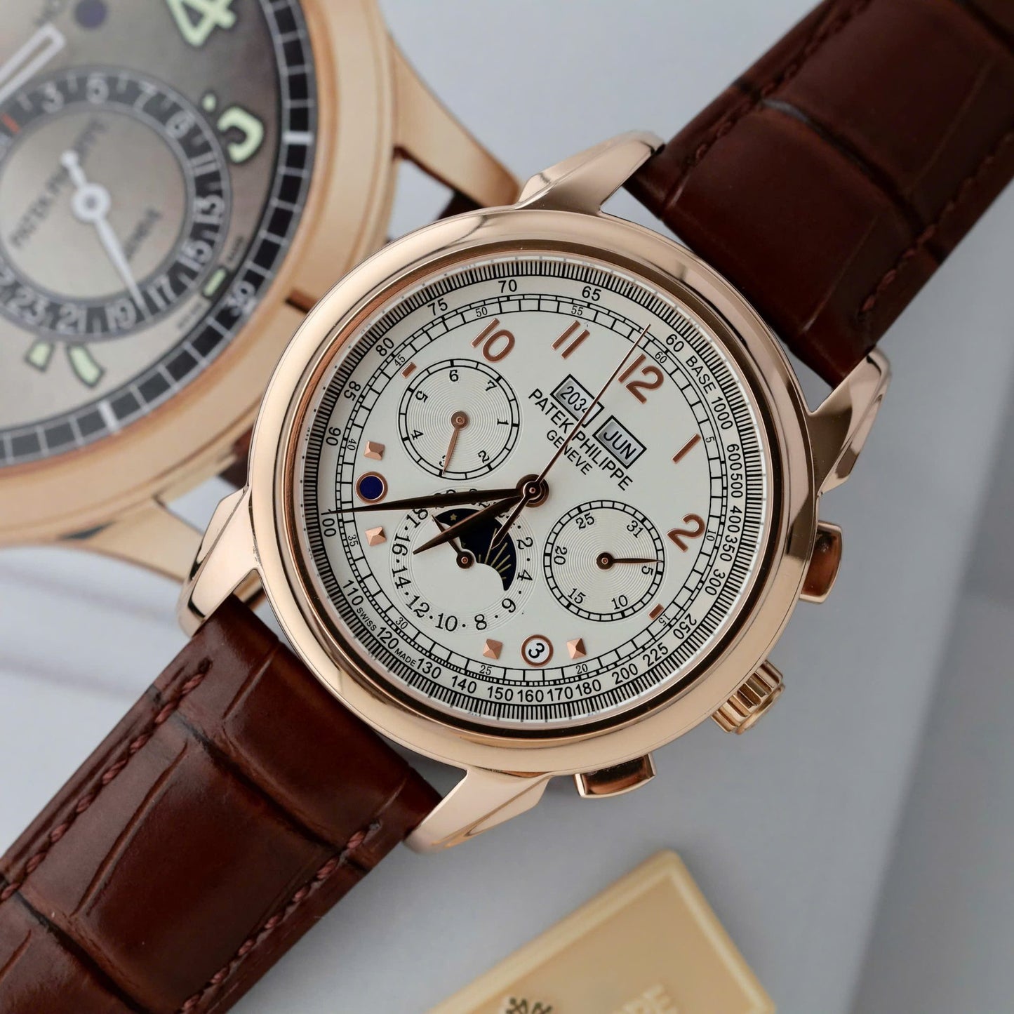 Patek Philippe Fake Watch Perpetal Calendar 5270 White Dial Leather Strap 41mm