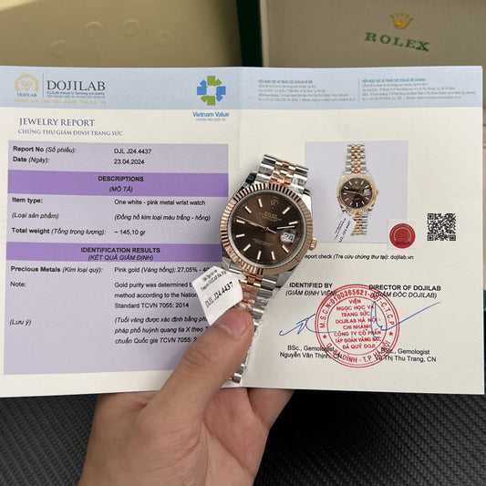 Rolex Replica Watches DateJust Gold Wrapped Chocolate Dial GM Factory 41mm