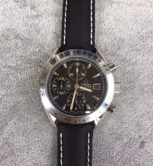 Replica Omega Speedmaster 3210 Black Dial Black Nylon Strap A7750
