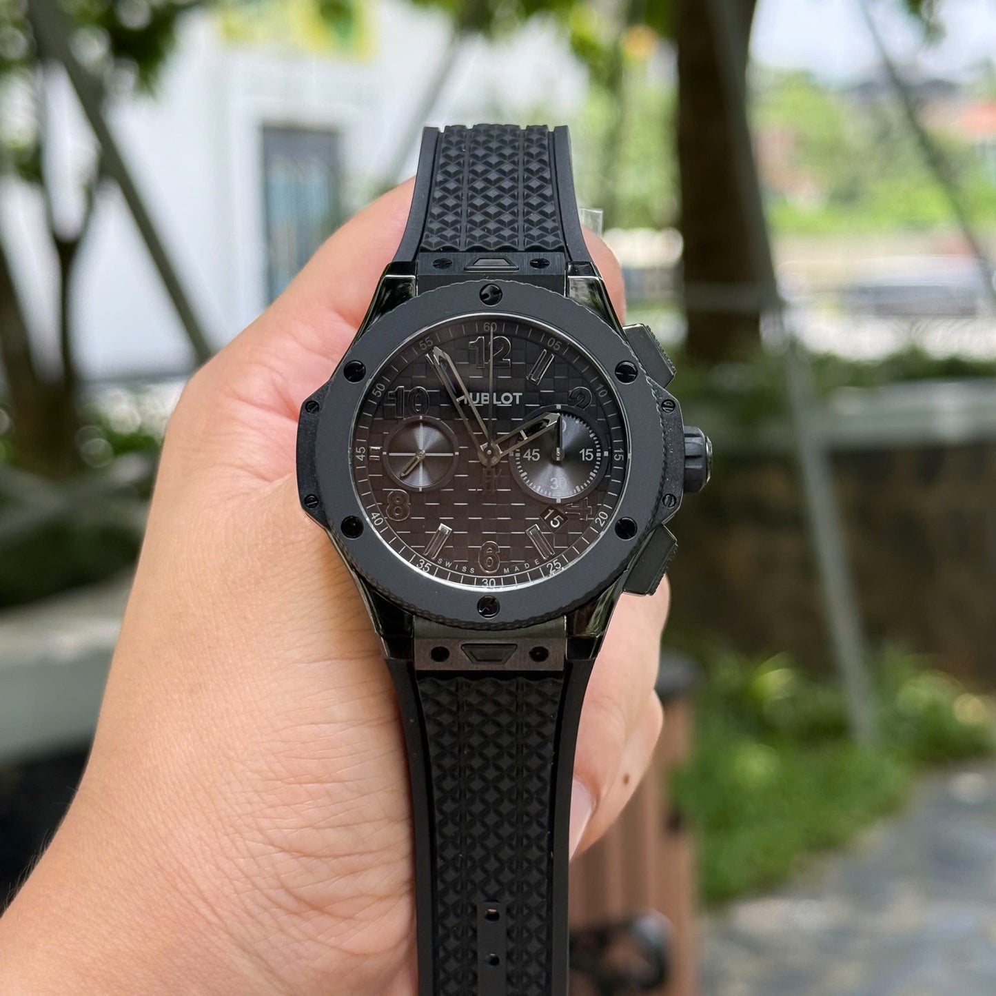 Hublot Knock Off Watches Big Bang 20th Anniversary Chronograph Ceramic All Black BBA Factory 43mm
