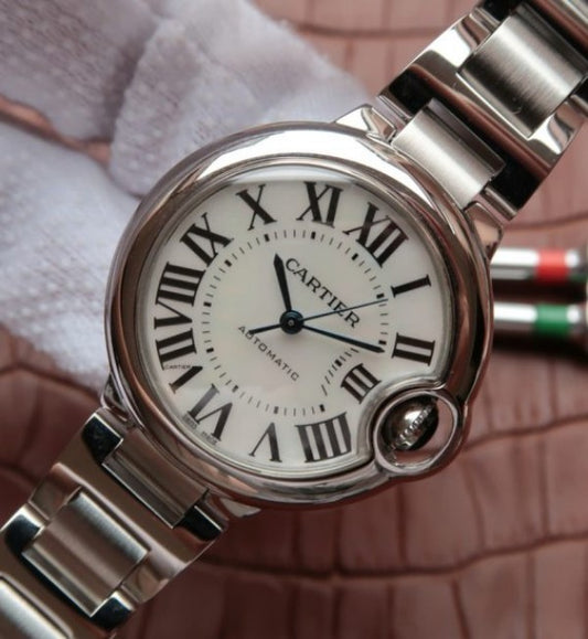 Replica Cartier Ballon Bleu 33mm SS White MOP Dial SS Bracelet