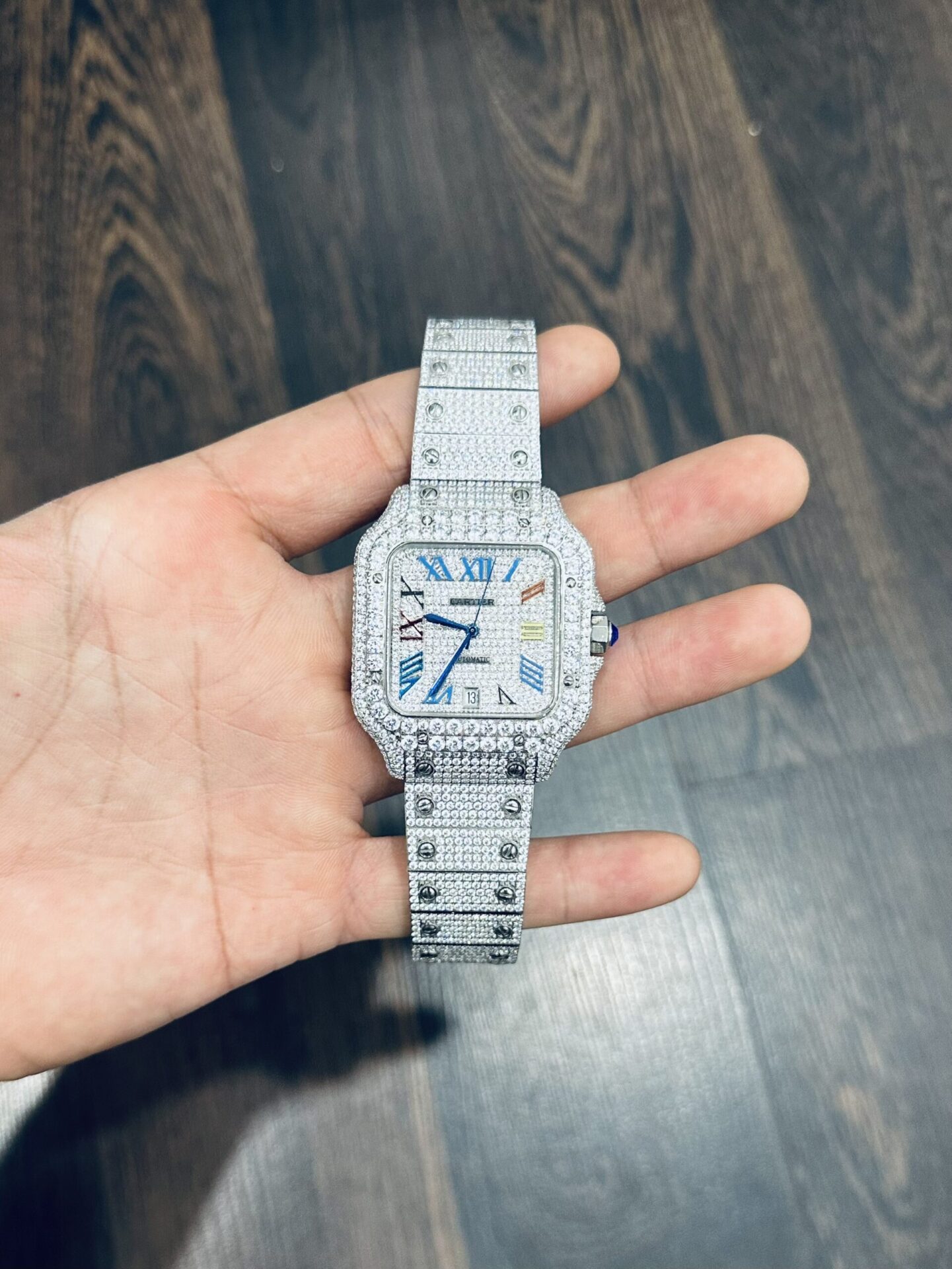 Cartier Santos Replica Watch Full CZ Metal Wire 39.8mm