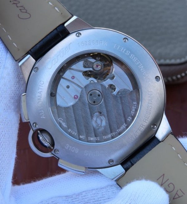 Replica Cartier Ballon Bleu De Cartier Chrono SS White Dial Diamonds Bezel A8101