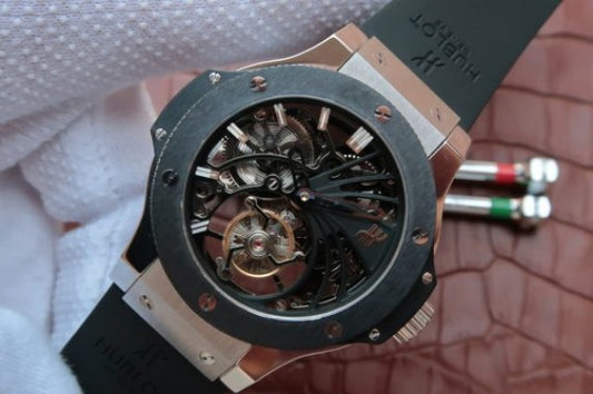 Replica Hublot Big Bang Ceramic Bezel Skeleton Tourbillon SS