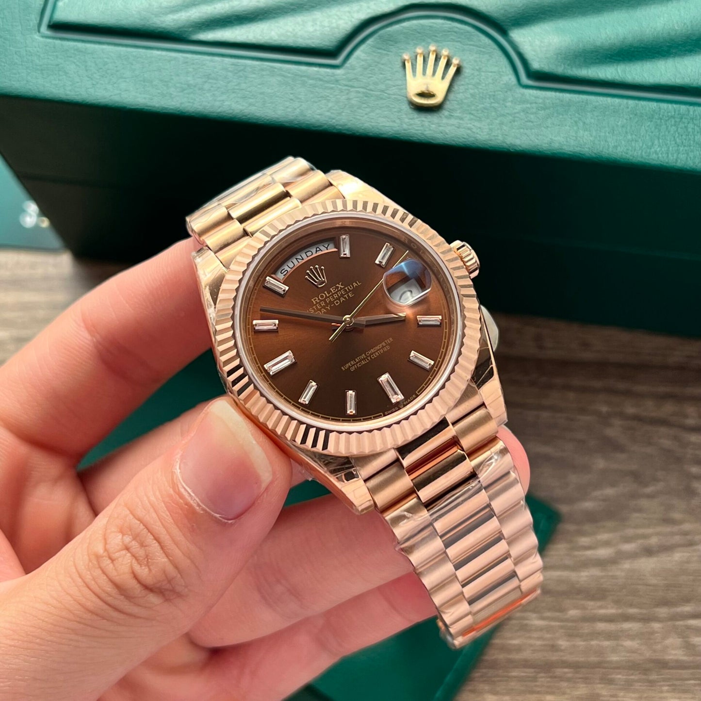 Rolex Clone Watch Day-Date 228345RBR President Strap EW Factory 40mm