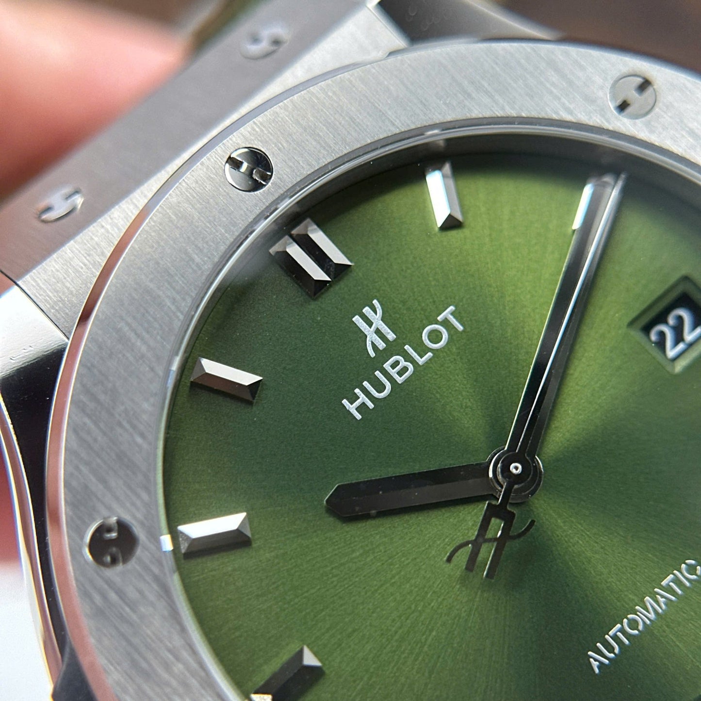 Hublot Classic Fusion Titanium Fake Watches Green Dial Weight 84 Grams Super Light JJZ Factory 42mm