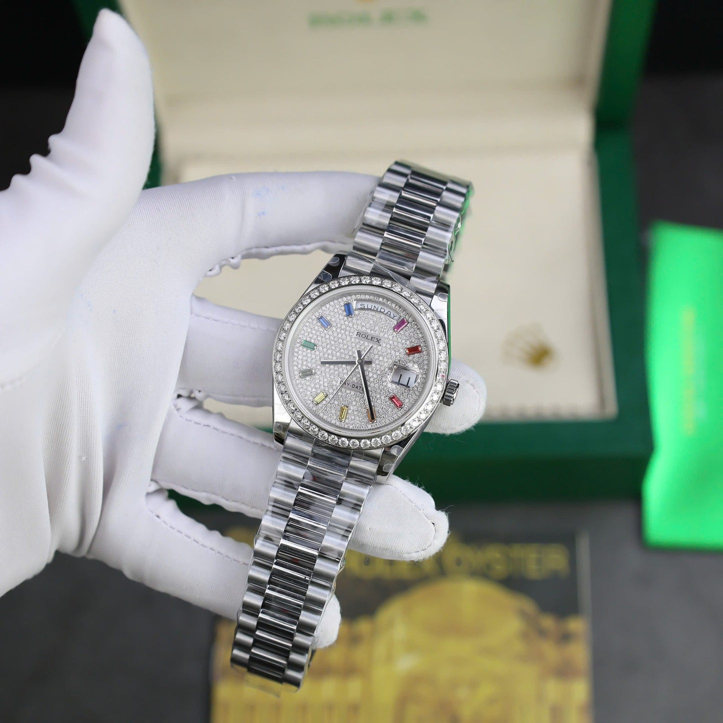 Rolex Day-Date Best Copies Watch Custom Diamonds Moissanite GM Factory 40mm