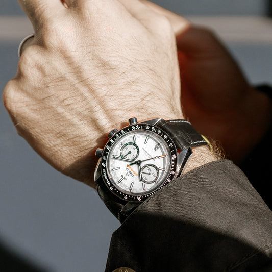 Speedmaster Racing Co-Axial Master Chronometer Chronograph 44.25mm White Dial On Strap(1:1 replica)