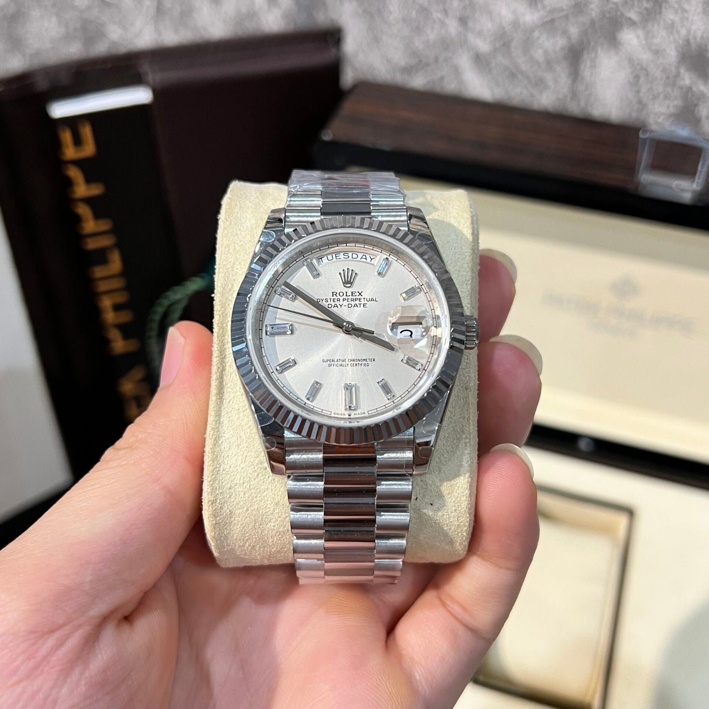 Rolex Day-Date 228239 Replica Watch White Dial Refine 166gram GM V2 40mm