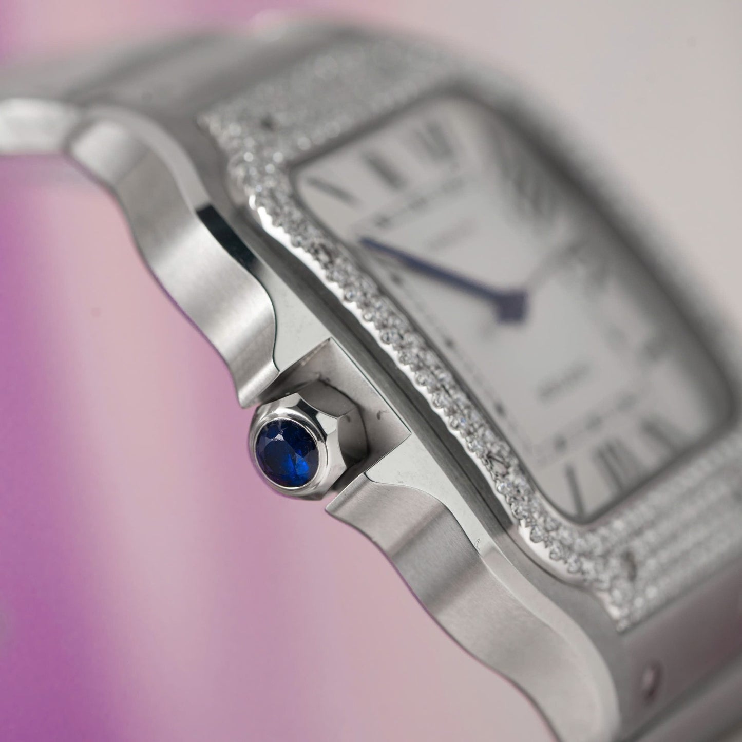 Cartier Replica 11 Watch Santos Moissanite Diamond Bezel White Dial BV Factory 39.8mm
