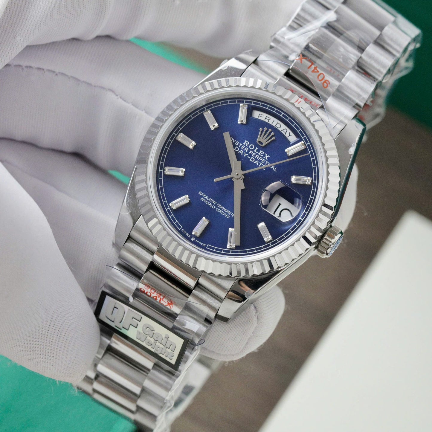 Rolex Day-Date 128236 Replica Watch Blue Dial Weight 158gram QF Factory 36mm