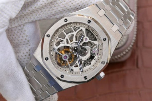 Replica Audemars Piguet Royal Oak Tourbillon Extra-Thin Openworked SS Skeleton Dial SS Bracelet