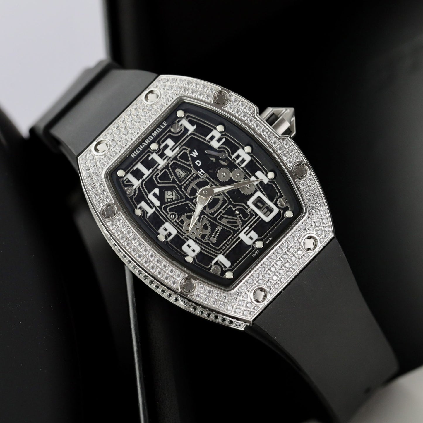 Richard Mille Replica 1:1 Watch RM67 Black Face With Stone Automatic Mechanical 40mm