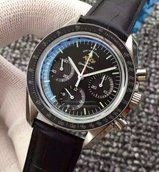 Replica Omega Speedmaster MoonWatch 1957 Black Dia Leathe Manual Winding