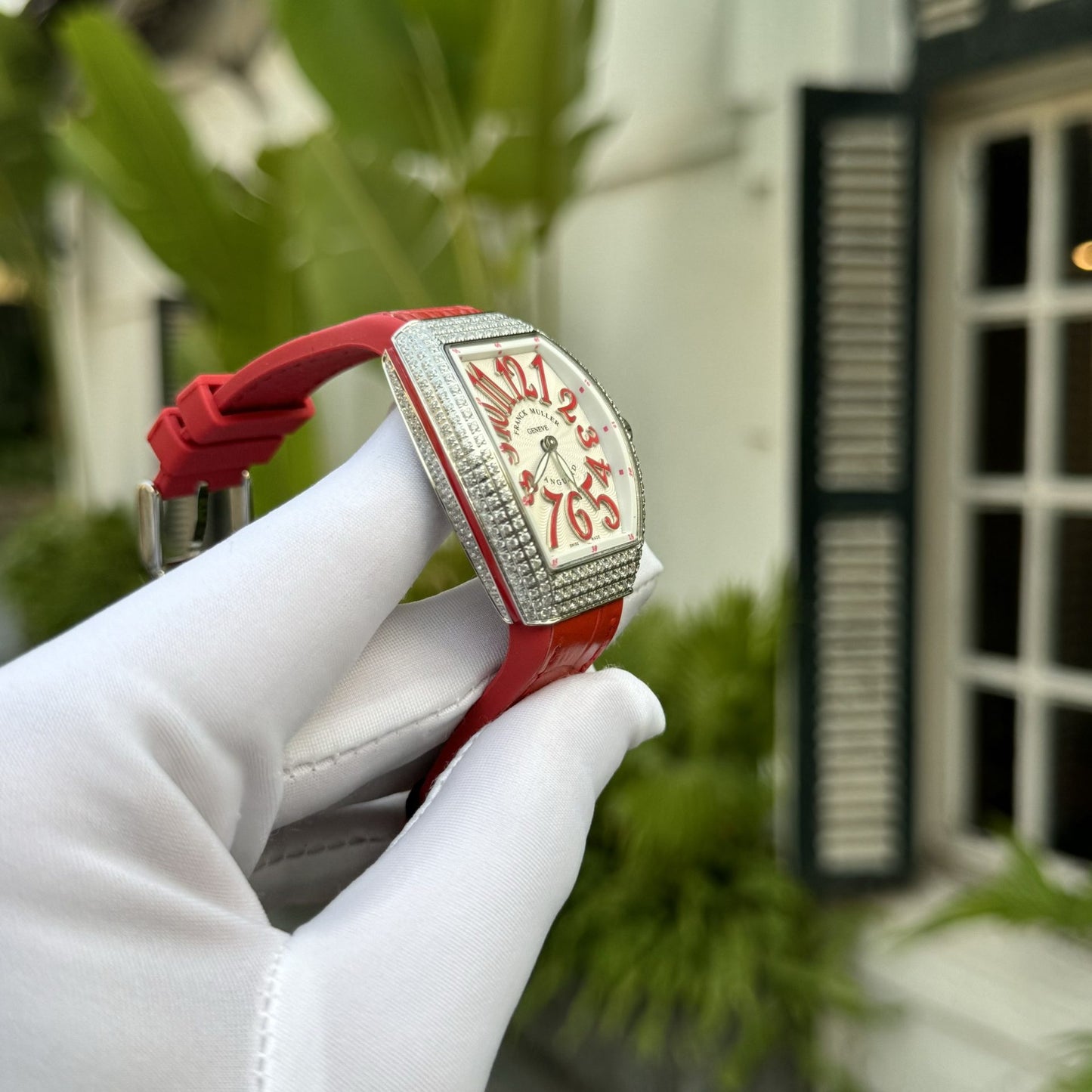 Franck Muller Replica 1:1 Watch V32 with Full Stone Red Dial ABF Factory 32x40mm