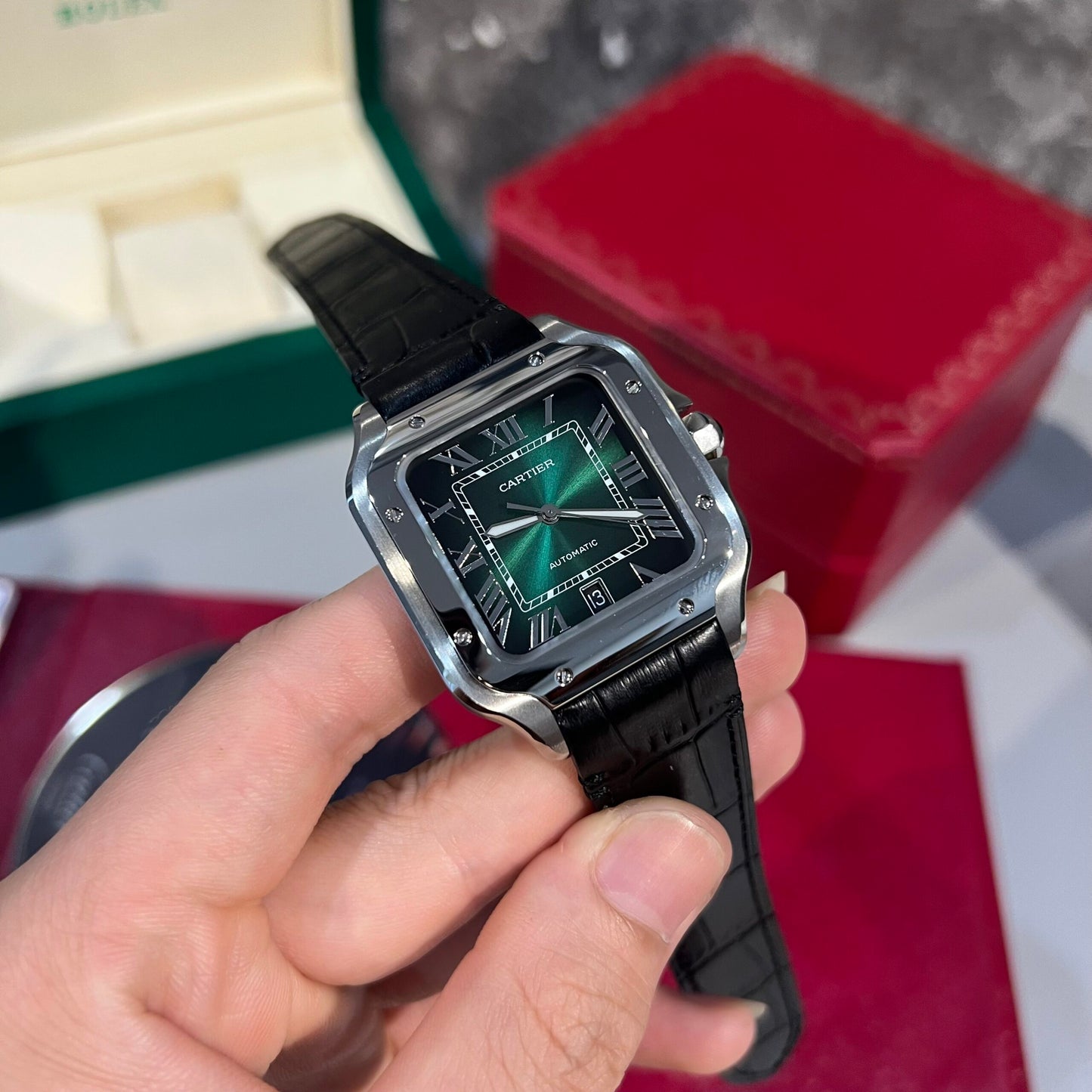 CARTIER SANTOS WSSA0062 REPLICA 1:1 GREEN DIAL BV FACTORY 39.8MM
