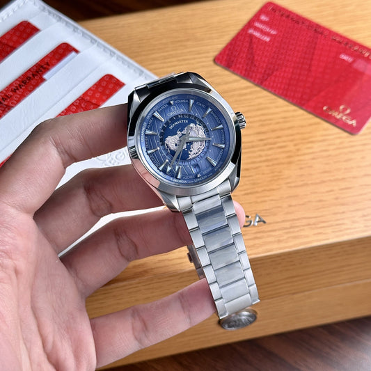Omega Seamaster Aqua Terra Worldtimer Dial Blue Replica Watch VS Factory 43mm
