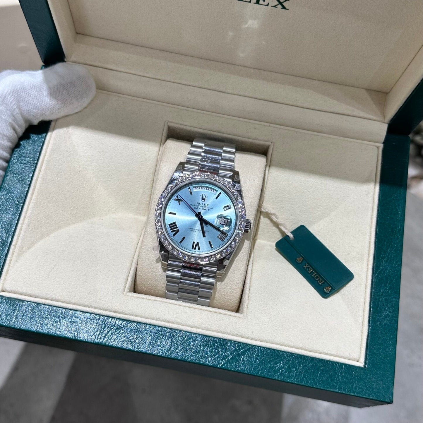 Rolex Replica Watch Day-Date 228236 Moissanite Green Dial 168gram GM V3 40mm